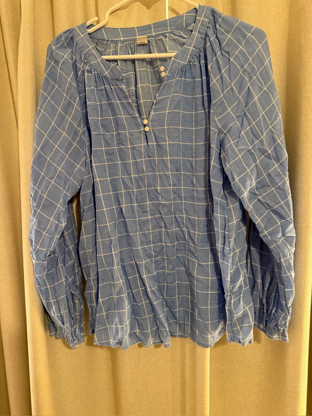 Old Navy Blue Plaid Long Sleeve Shirt S Tall